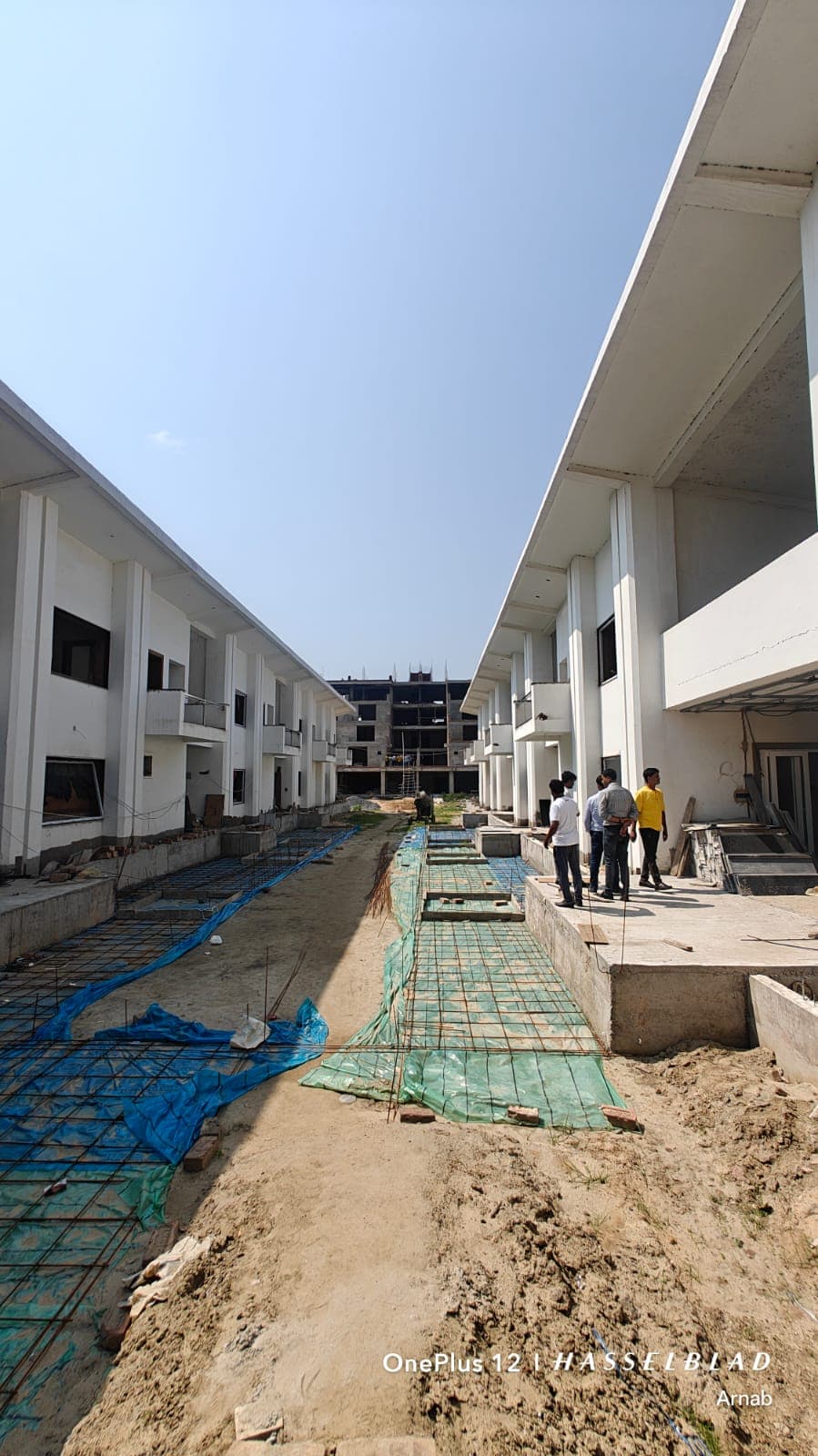 Portrait view of courtyard construction at Coastal Queen